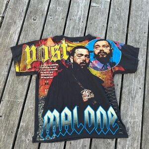 Post Malone AOP shirt L RAP BOOT Circles Band Tee Single Stich